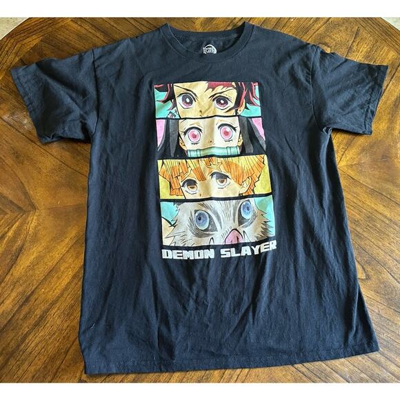 Demon Slayer Shirt Adult Large Short Sleeve Anime Black - Picture 1 of 5